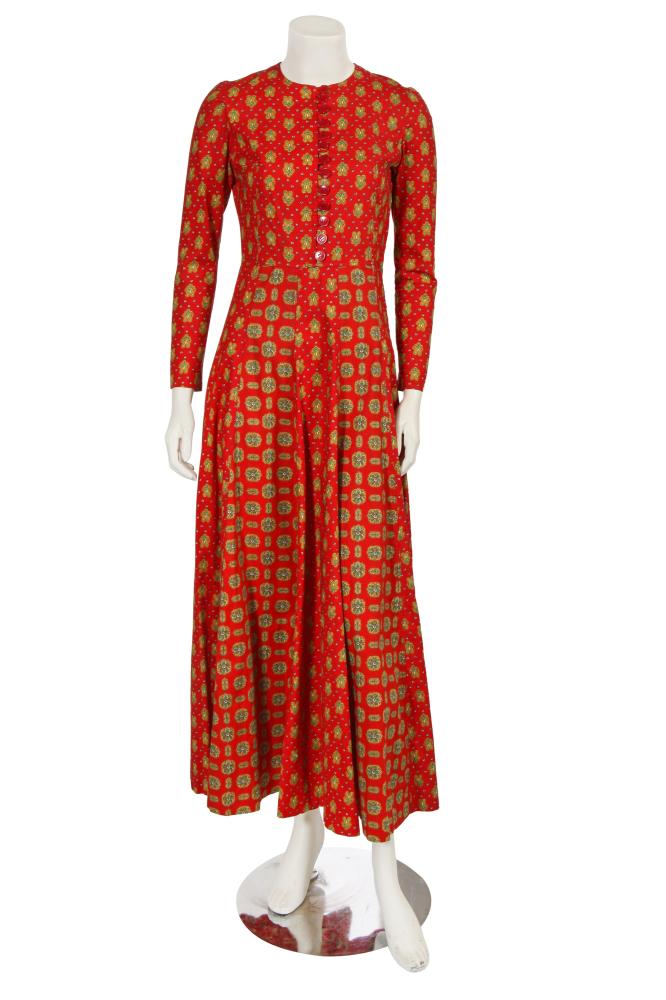 A Jean-Charles de Castelbajac printed cotton dress, 1970s

A Jean-Charles de Castelbajac printed cotton dress, 1970s

Ko and Co label, of red, green and yellow block-printed Indian cotton, the long-sleeved bodice with red buttons to front closure, the skirt formed of flared gores, bust 86cm 34in

Share this lot: