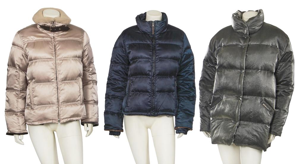 A group of designer outerwear, 2000s

A group of designer outerwear, 2000s

comprising: a Moncler silver nylon down jacket with stand collar, welt pockets, snap closure, labelled, size 2, chest 122cm 48in; a Prada blush pink nylon down jacket with brown leather buckle closure to faux shearling-lined stand collar, leather trimmed cuffs, logo embossed metal ring zipper pull to front, welt pockets, labelled, chest 107cm 42in; a Prada navy nylon down jacket with stand collar, brown leather trim to zipper pull and cuffs, double-layered cuffs with elasticated lining, jetted pockets, elasticated hem, labelled, chest 102cm 40in (3)

Share this lot: