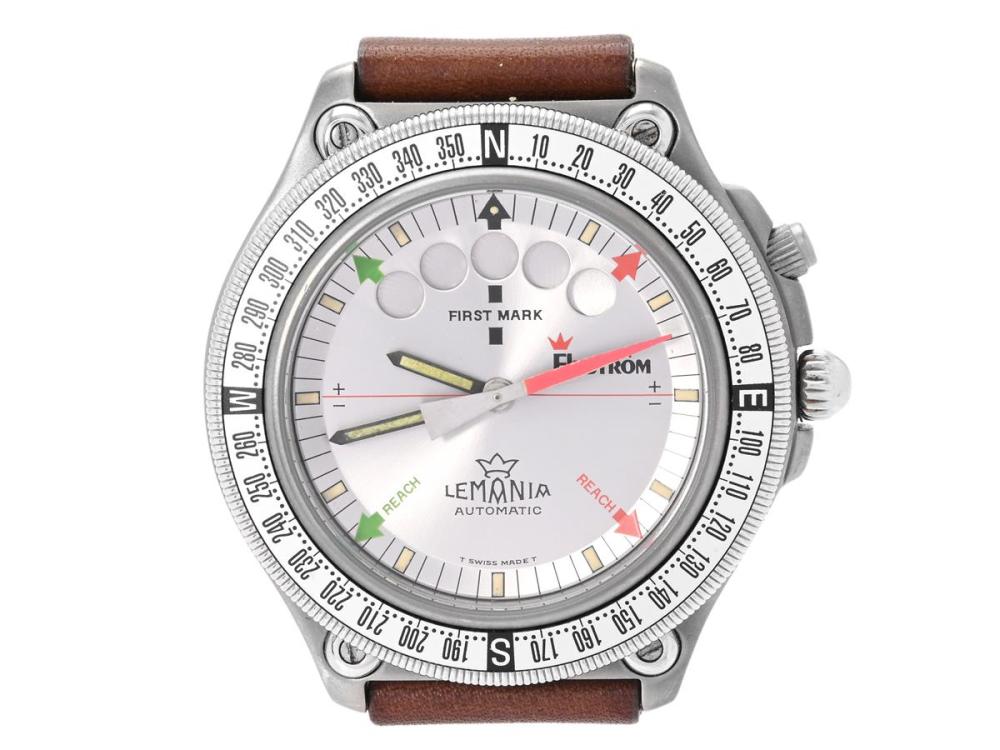 Watches

Lemania

LEMANIA, Elvström, "First Mark", Regatta (T Swiss Made T), Cal 1345, Serial no. 3330680, Ref no. 8734, Case no. 206, seglarkronograf, men´s wristwatch, 43 mm, titanium, self winding, sapphire crystal, leather strap, approx. 1980.