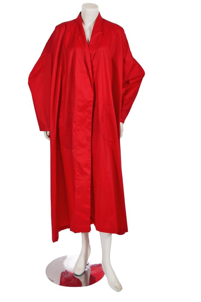 A Norma Kamali red polyester parachute coat, 1980s

A Norma Kamali red polyester parachute coat, 1980s

labelled, size M, of outsized proportions, with patch pockets, notched shawl collar, chest 198cm 28in

Share this lot: