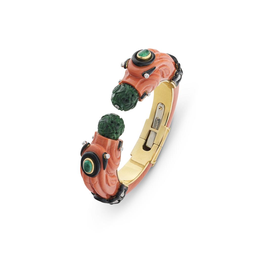 DAVID WEBB BRACELET JONC "CHIMÈRE" MULTI-GEMMES ET ÉMAIL