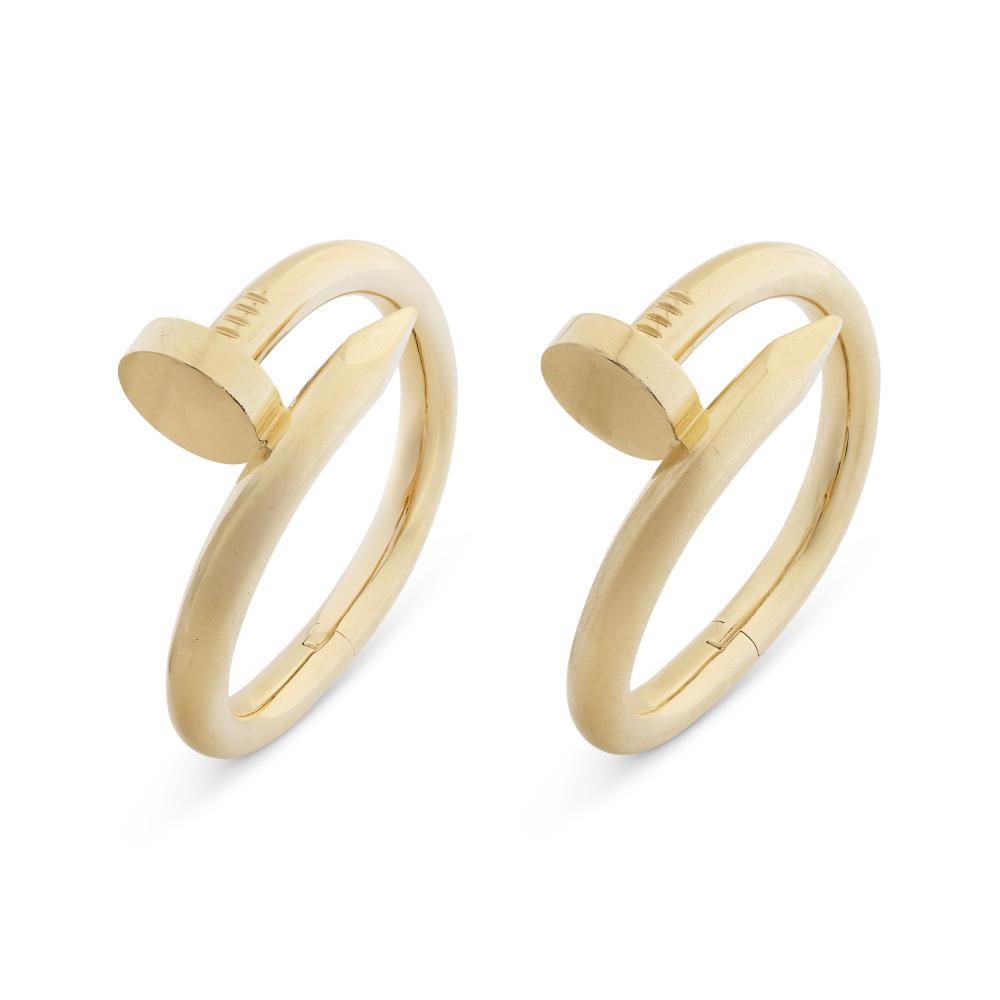 CARTIER DEUX BRACELETS JONC "JUSTE UN CLOU" OR