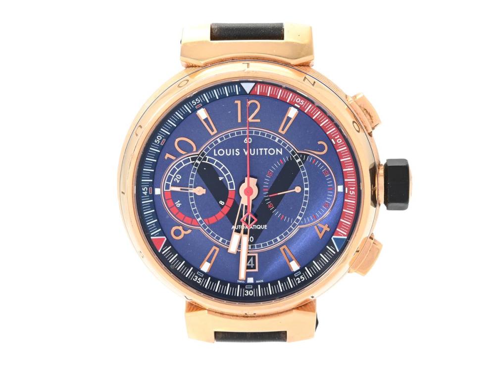 Watches

Louis Vuitton

LOUIS VUITTON, Tambour Chrono, Cal LV172 (ETA 2892A), Serial no. TD5377, Ref no. Q1026A, chronograph, men´s wristwatch, 44 mm, 18K pink gold, self winding, sapphire crystal (notches/scratches), date, 24h-display, integrated leather strap (see detailed info), original buckle in 18K pink gold, approx. 2015, box, paper box.

Detailed information