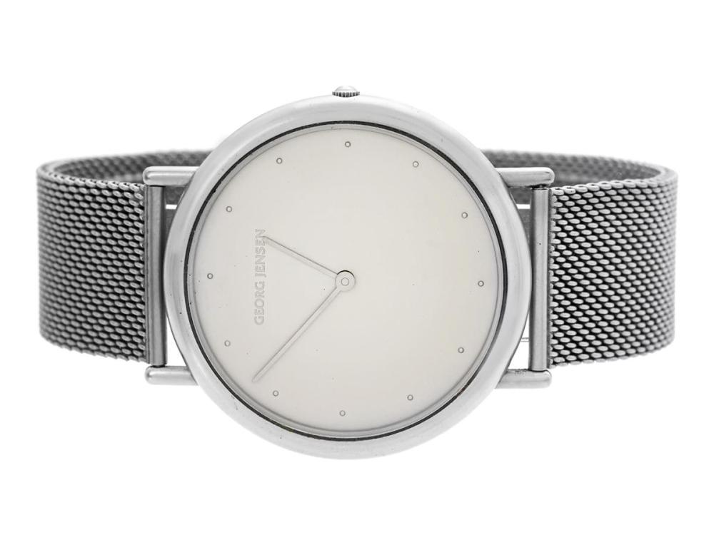 Watches

Georg Jensen

GEORG JENSEN, design Thorup & Bonderup, Serial no. 67090, Case no. 347, men´s wristwatch, 34 mm, steel, quartz, sapphire crystal, original bracelet, length 175 mm, approx. 1995.