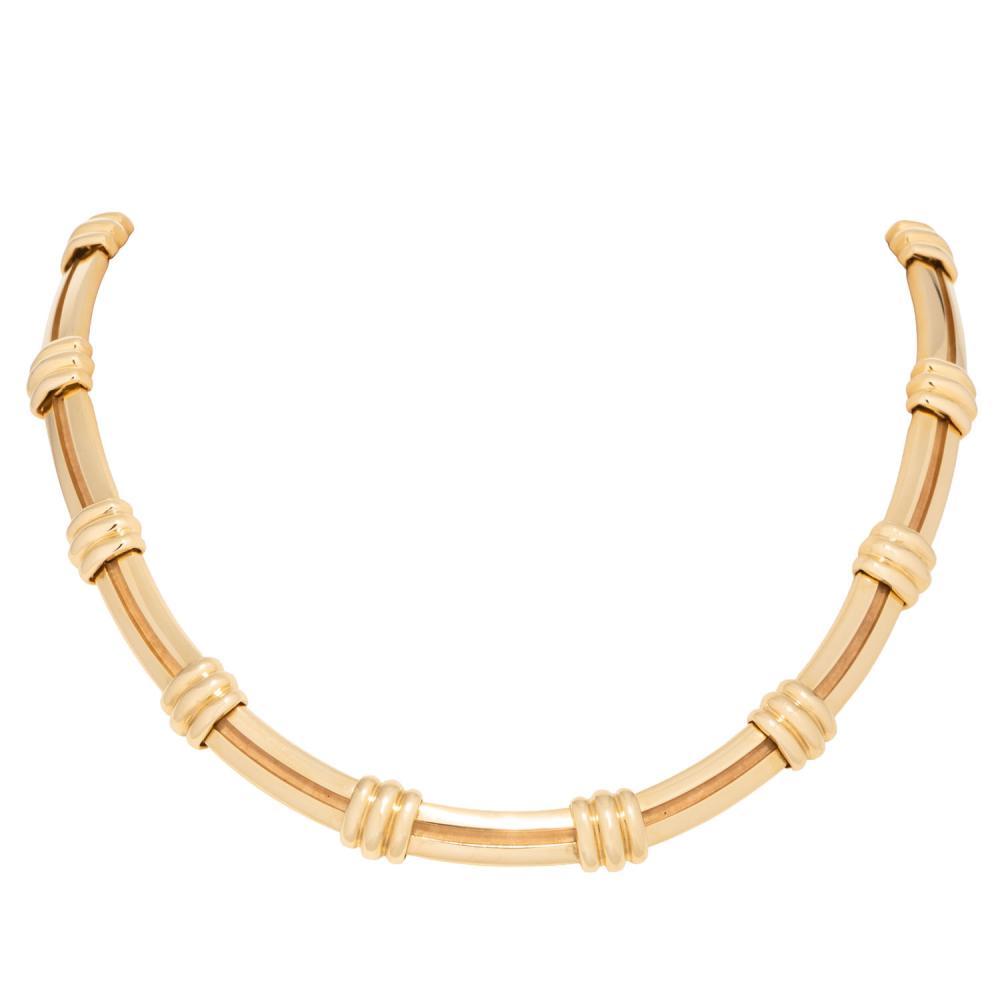 Description
TIFFANY & CO Vintage necklace "Atlas", 18K yellow gold, 77.1 g, L: 40 cm, designed 1995, minor signs of wear, marked "© 1995 TIFFANY & CO."