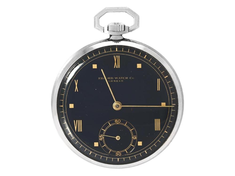 Watches

Record

RECORD WATCH Co, Geneve, dress watch, 44,5 mm, Cal 201, Case no. 323109 / 1468 2, steel (Staybrite), lever escapement, defect (broken spring), approx. 1935.