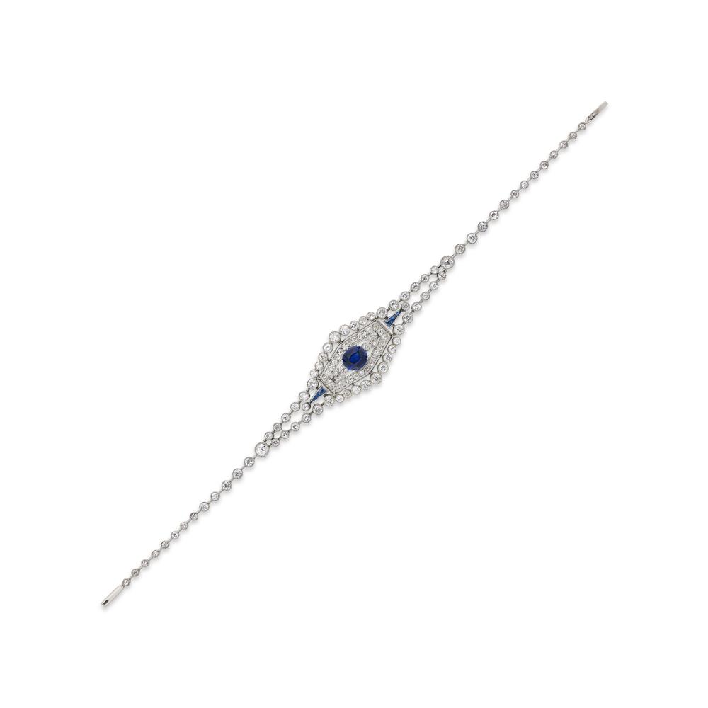 BRACELET SAPHIR ET DIAMANTS DÉBUT DU XXe SIÈCLE