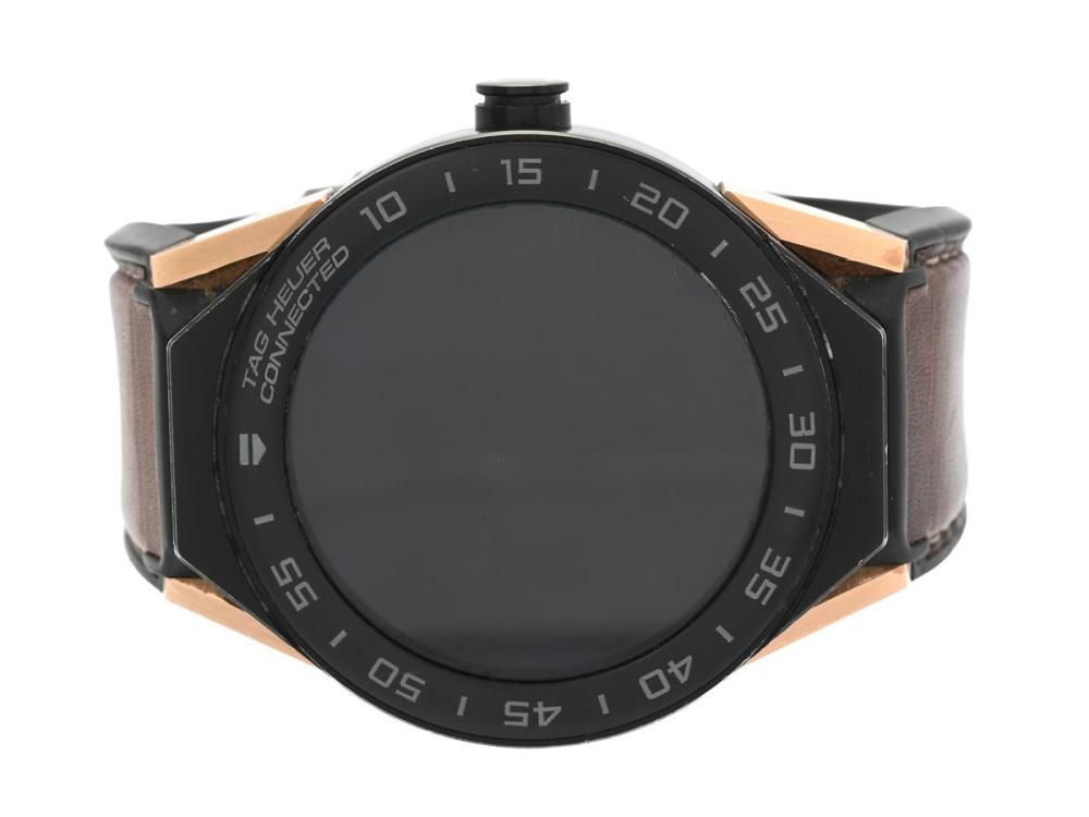 Watches

Tag Heuer

TAG HEUER, Connected, Kingsman, s.c. "Smartwatch", Serial no. A29547HR724001J, Ref no. SBF8A8023.32EB0103, Case no. SBF8A8023, unisex, 45 mm, titanium/ceramic/gold on steel, digital (see detailed information), battery, sapphire crystal, rubber strap, folding clasp (titanium), charging device, certificate (digital, see detailed info), approx. 2017, box, paper box,

Detailed information