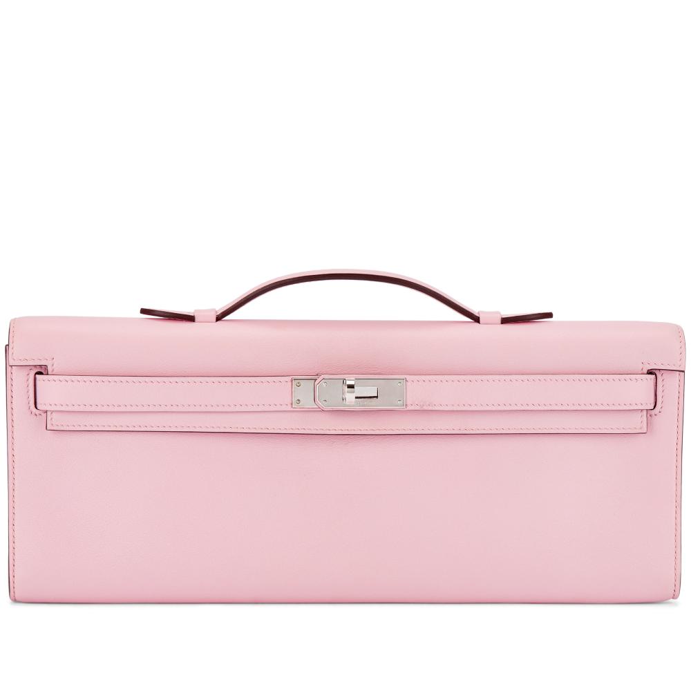 Hermès

Hermès Rose Sakura Swift Kelly Cut Palladium Hardware, 2016

愛馬仕櫻花粉紅色Swift小牛皮Kelly Cut手拿包，配鍍鈀金屬件，2016年

Please note that Condition 12 of the Conditions of Business for Buyers is not applicable to this lot.