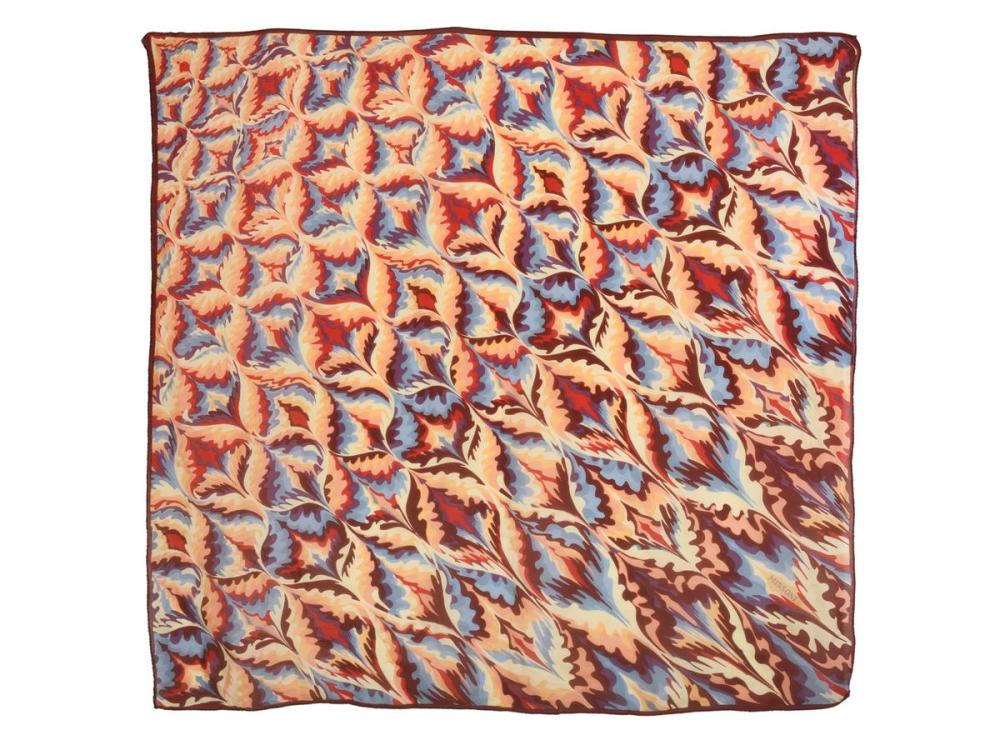 Accessories

Scarves

SCARF, MISSONI, 100% chiffon, 86x84 cm, burgundy, blue, red, orange, purple, pulled threads.