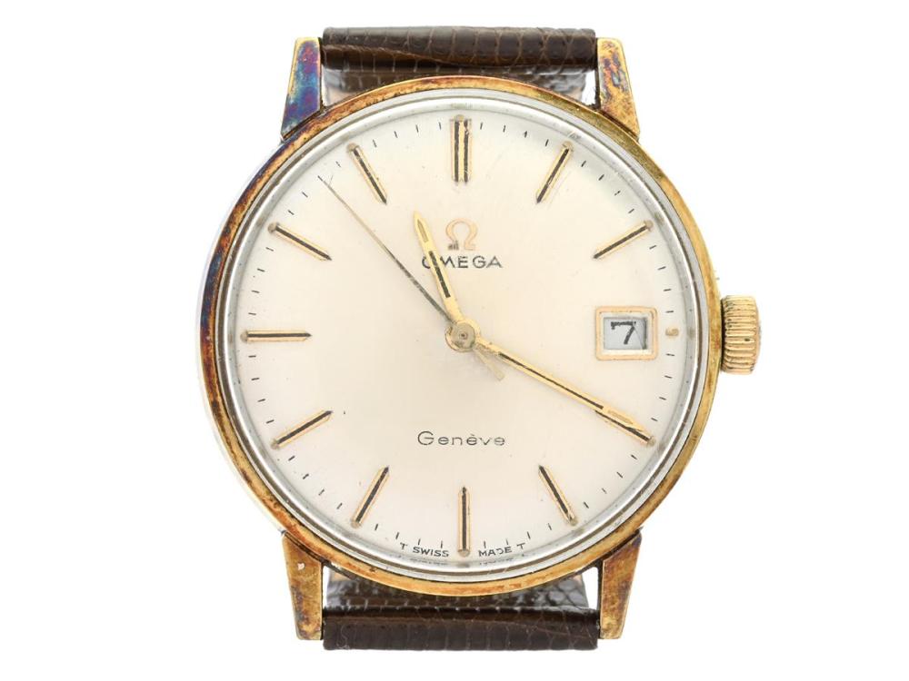 Watches

Omega

OMEGA, Genève (T Swiss Made T), Cal 613, Serial no. 26178641, Ref no. JD 136.0011, Case no. 136.011, men´s wristwatch, 34,5 mm, gold plated (40 micron), manual winding, plastic crystal, date, damaged dial, leather strap, approx. 1968.