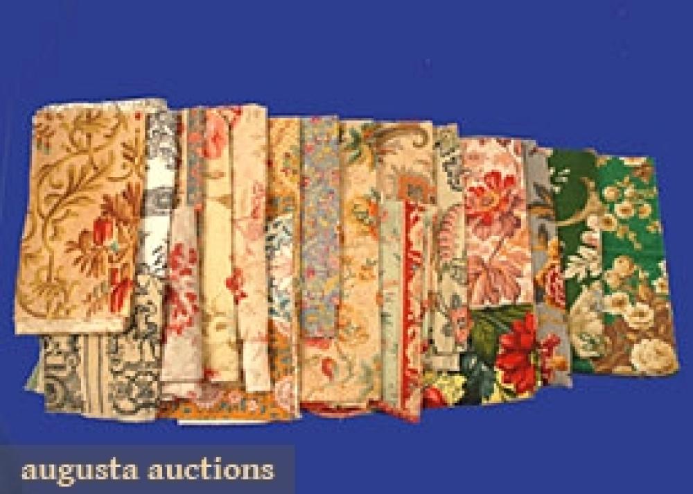 PRINTED COTTON FABRIC SAMPLES, 19th-20th C

Approximately 21 pieces, mostly florals on colored grounds, fair-excellent.		
Bid Online
Price Realized: $258.75Category:FabricEra:1890-1920
11.7048.857.131