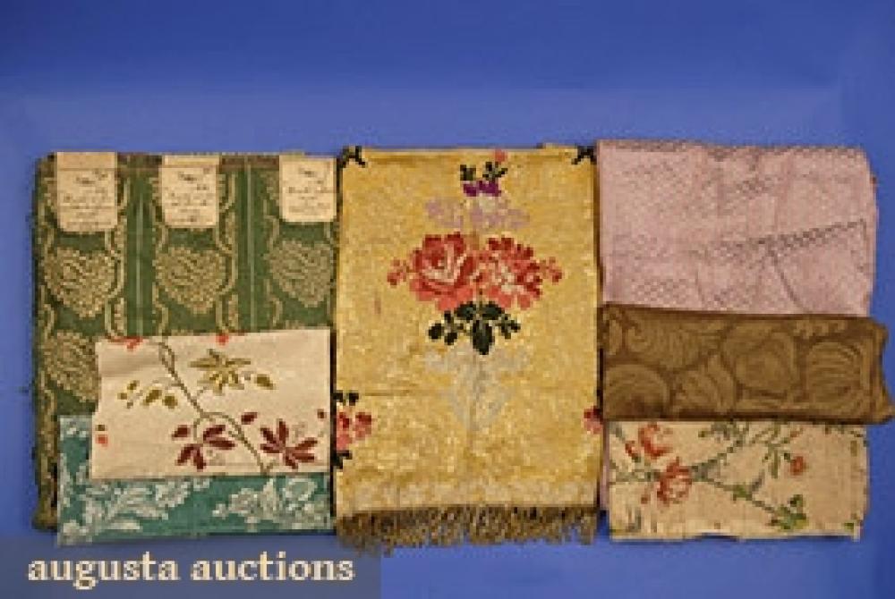 12 FRENCH SILK FABRIC SAMPLES, 18th C

Including brocades & damasks, some w/ metallic thread, fair-excellent.		
Bid Online
Price Realized: $258.75Category:FabricEra:18th C
11.6995.827.71