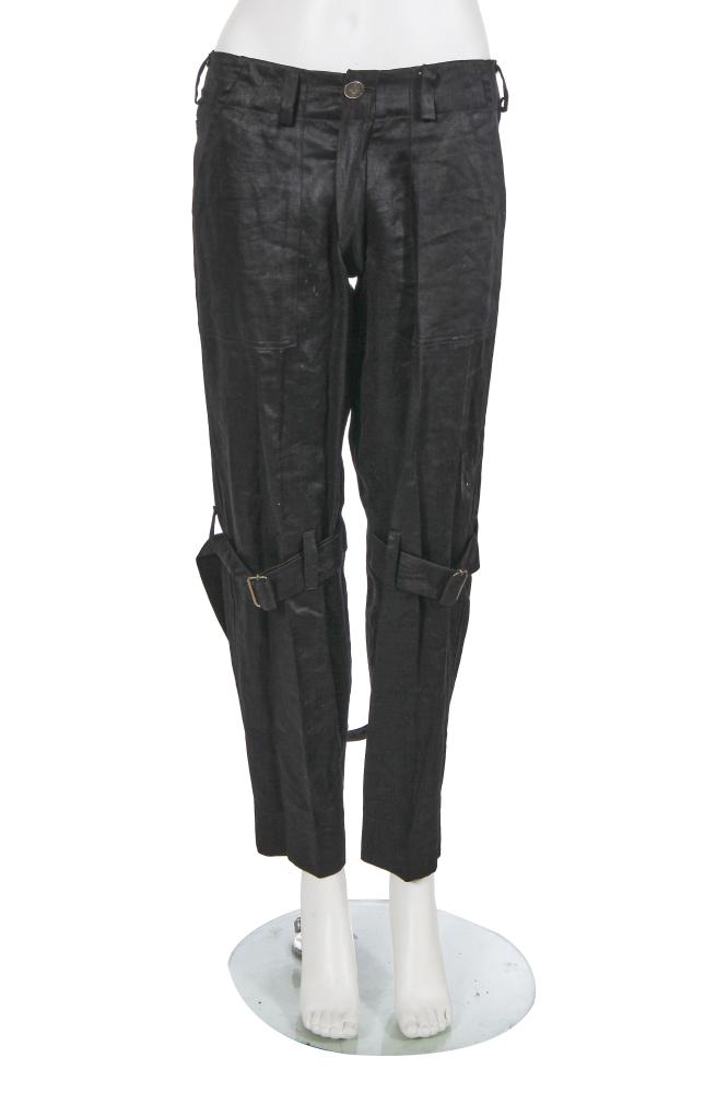 A pair of Vivienne Westwood beetled linen bondage trousers, circa 1990

A pair of Vivienne Westwood beetled linen bondage trousers, circa 1990

yellow on red woven label, with vertical zips to legs, straps between legs secured with metal buckles, fly zip extending between legs from front to back, waist 71cm 28in

Share this lot: