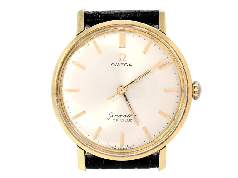 Watches

Omega

OMEGA, Seamaster, The Ville, Cal 600, Serial no. 19257996, Ref no. COW 14915, Case no. 14915 62 SC (C.B). men´s wristwatch, 34 mm, gold on steel, manual winding, plastic crystal, engraving, leather strap, approx. 1962,.