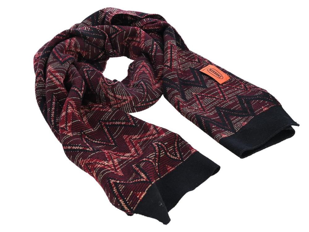 Accessories

Scarves

KNITTED SCARF, MISSONI, mixed wool, 40x180, black, burgundy, gold.