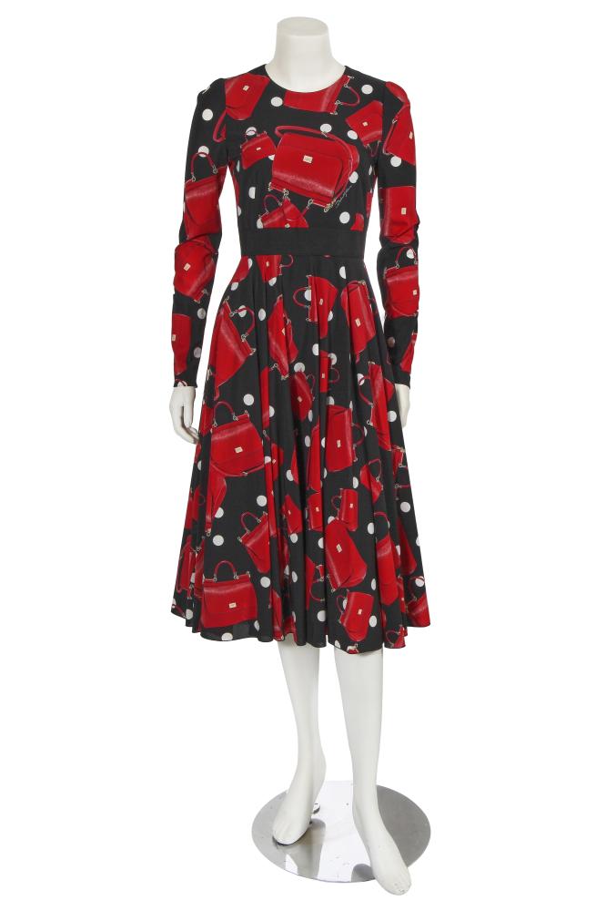 A Dolce & Gabbana printed silk cocktail dress, Autumn-Winter 2018-19

A Dolce & Gabbana printed silk cocktail dress, Autumn-Winter 2018-19

labelled, size 38, printed with red Dolce & Gabbana handbags on a black silk ground, with long sleeves, full skirt, wide black grosgrain ribbon belt, bust 86cm 34in

Share this lot: