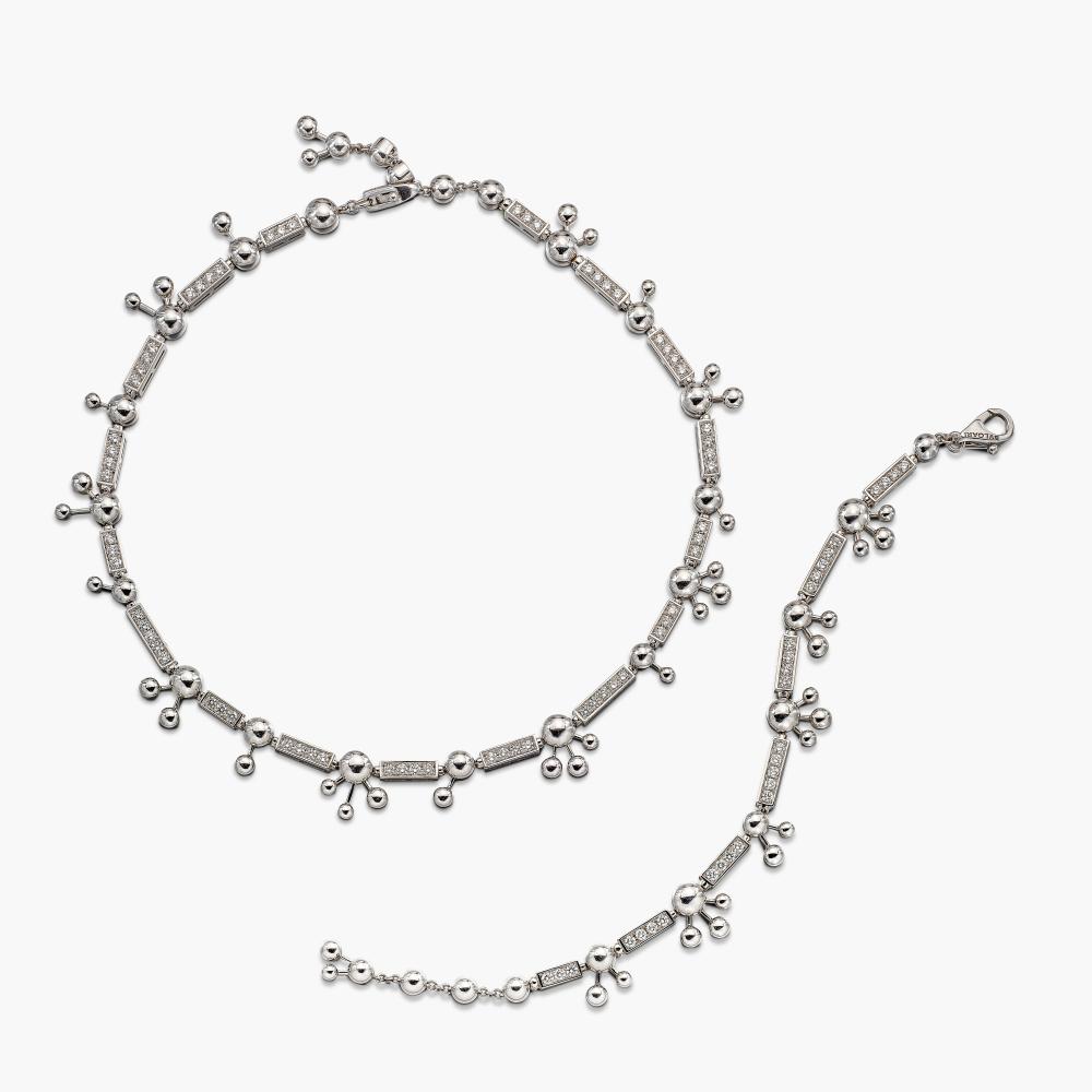 Bulgari

Comprising: necklace and bracelet both set with brilliant-cut diamonds.