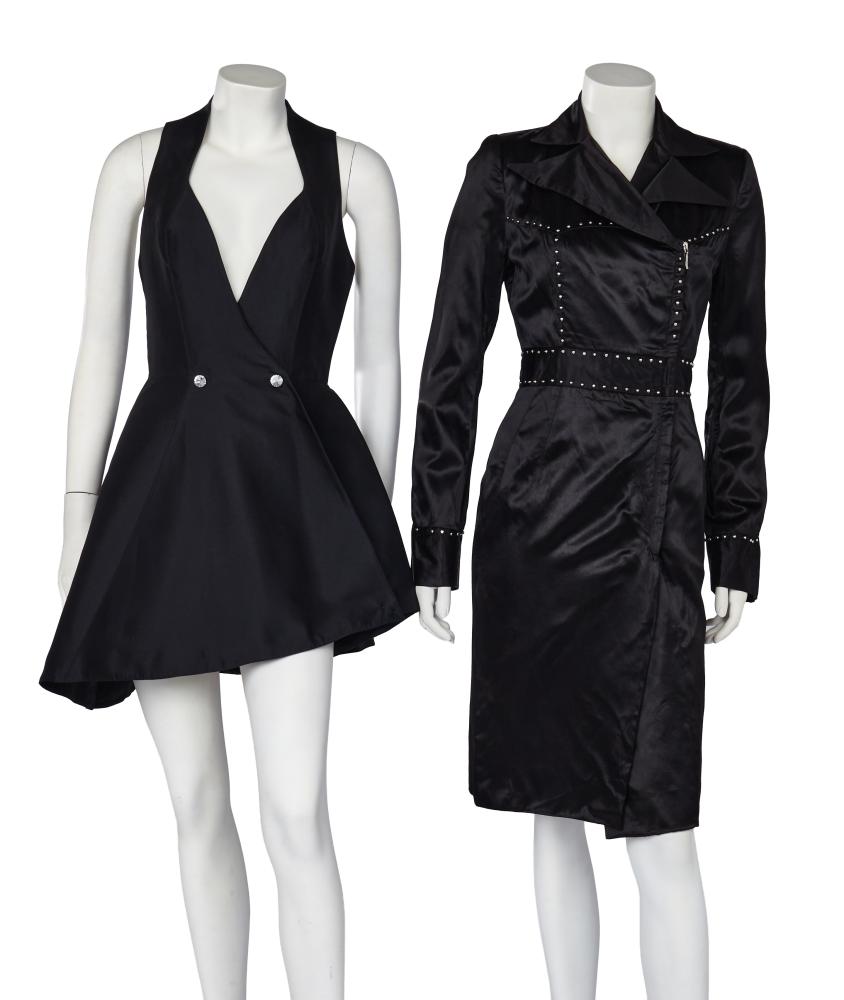 Two little black dresses, 1990s

Two little black dresses, 1990s

labelled, comprising: a Claude Montana black zibeline wrap-over dress c.1992, with two rhinestone buttons to waist, short, flirty skirt, bust approx 81cm 32in, waist 66cm 26in; a Martine Sitbon black rayon satin dress c.1990 with studded decorations, bust 86cm 34in, waist 66cm 26in (2)

Share this lot: