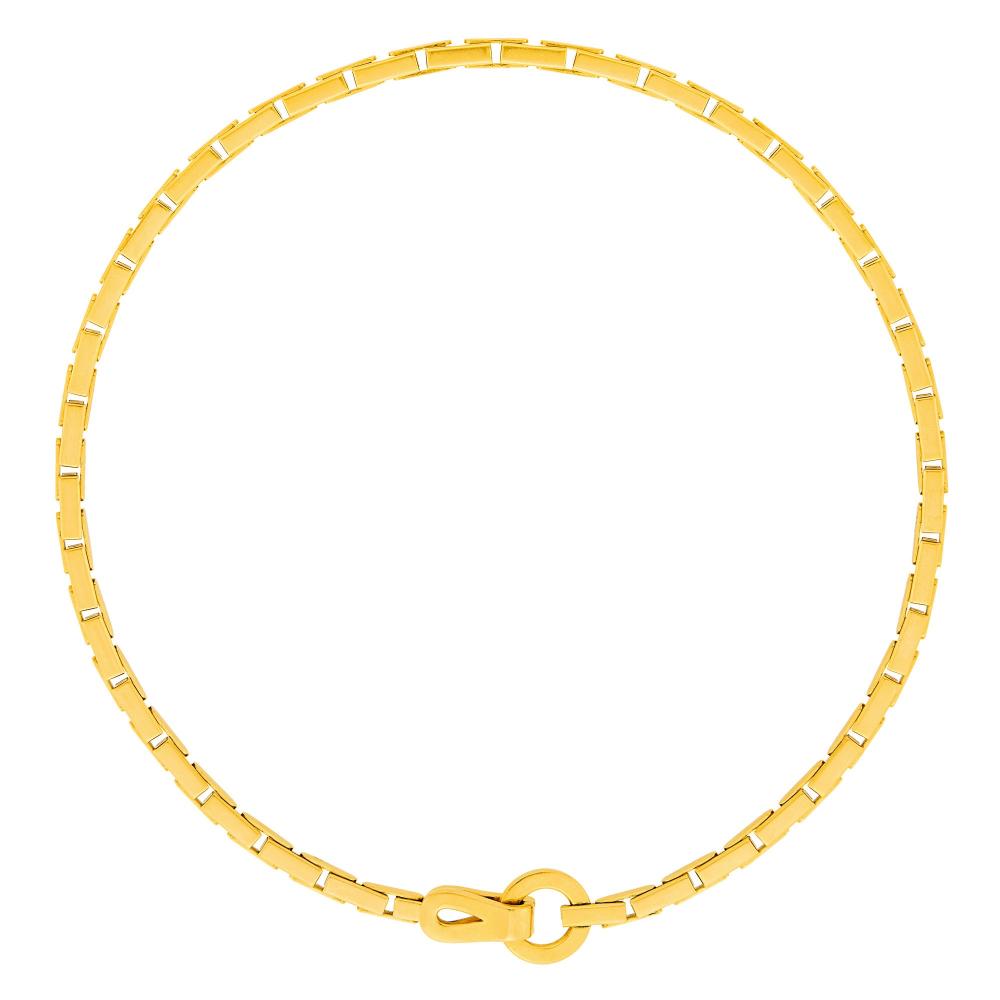 Property from the Estate of a Sutton Place Gentleman18 kt., signed Cartier, no. 925578, with maker’s mark and French assay mark, ap. 43 dwts. Length 16 1/2 inches.

Normal wear, minor scratches.Link width 3/16 inch.                            
Any condition statement is given as a courtesy to a client, is an opinion and should not be treated as a statement of fact and our Organization shall have no responsibility for any error or omission. Please contact the specialist department to request further information or additional images that may be available.