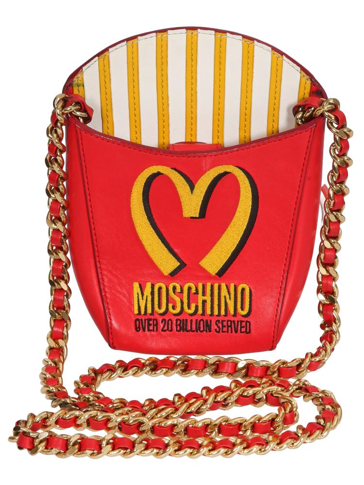 A Moschino by Jeremy Scott red and yellow leather French fry crossbody bag, Autumn-Winter 2014-15

A Moschino by Jeremy Scott red and yellow leather French fry crossbody bag, Autumn-Winter 2014-15

stamped, designed as a McDonald’s french fry container, embroidered with yellow heart-shaped ’M’, Moschino logo and ’over 20 billion served’ slogan, with gilt chain strap interwoven with red leather, snap closure, monogrammed satin lining, width 15cm 6in

Share this lot: