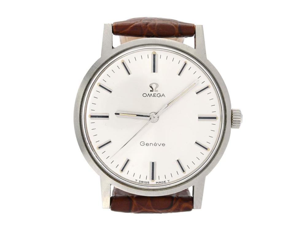 Watches

Omega

OMEGA, Genève (T Swiss Made T), Cal 601, Serial no. 29915643, Ref no. ST 135.070, Case no. 135.070 (C.B), men´s wristwatch, 34,5 mm, steel, manual winding, plastic crystal, leather strap, original steel buckle, approx. 1969.