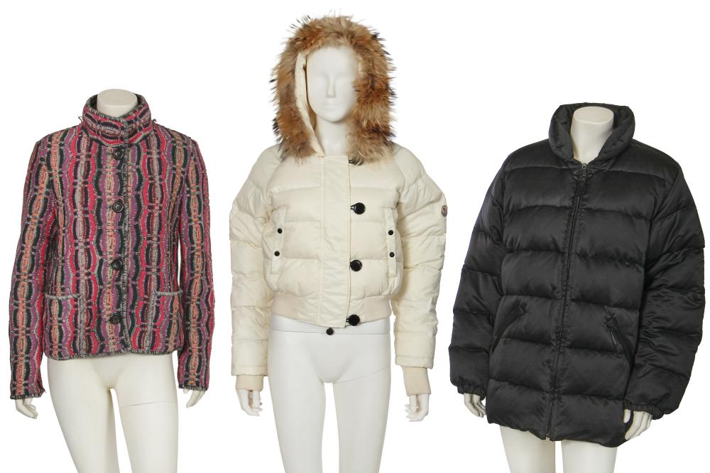 Two Moncler nylon down jackets, 2000s

Two Moncler nylon down jackets, 2000s

labelled, the white cropped jacket with fur trimmed hood, wool logo patch to left arm, toggle and zip closure to front, double-layered cuffs with elasticated lining, welt pockets, elasticated side hems, size 0, chest 102cm 40in; the black jacket with stand collar, elasticated cuffs, welt pockets, size 3, chest 122cm 48in; together with a Missoni multicoloured intarsia knit wool-blend cardigan with stand collar, patch pockets, labelled, chest 107cm 42in (3)

Share this lot: