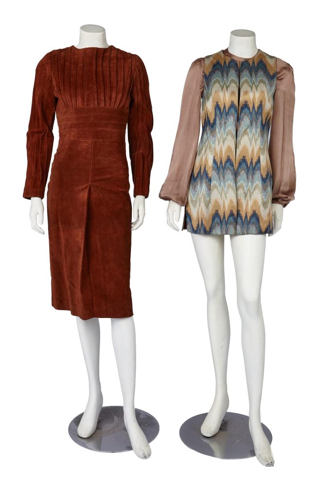 A group of Thea Porter garments, 1970s

A group of Thea Porter garments, 1970s

comprising: a Bargello-pattern woven waistcoat, in shades of blue and ecru, with red acetate lining, bust 81cm 32in; a taupe-brown satin blouse, Couture labelled; and an unfinished rust brown suede dress, with pleated details, labelled, average bust size 81cm 32in (3)

Provenance: the late Lola Yearwood collection

Share this lot: