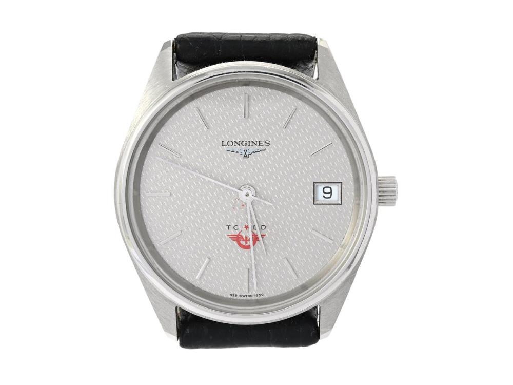 Watches

Longines

LONGINES, men´s wristwatch, 33 mm, Cal ETA 2892A2, Serial no. 24795615, Case no. 1659 2 /629, steel, self winding, sapphire crystal, date, logo on dial (see detailed information), damaged dial, movement not signed, leather strap, approx. 1990.

Detailed information