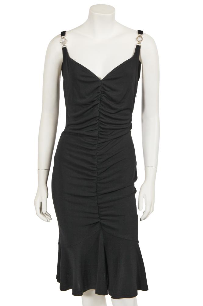 A Donatella Versace ruched black rayon midi dress, 2010s

A Donatella Versace ruched black rayon midi dress, 2010s

labelled, size 42, the straps held by rhinestone medusa mask fittings, with sweetheart neckline, ruched bodice, flounced hem, bust 81-91cm 32-36in

Share this lot: