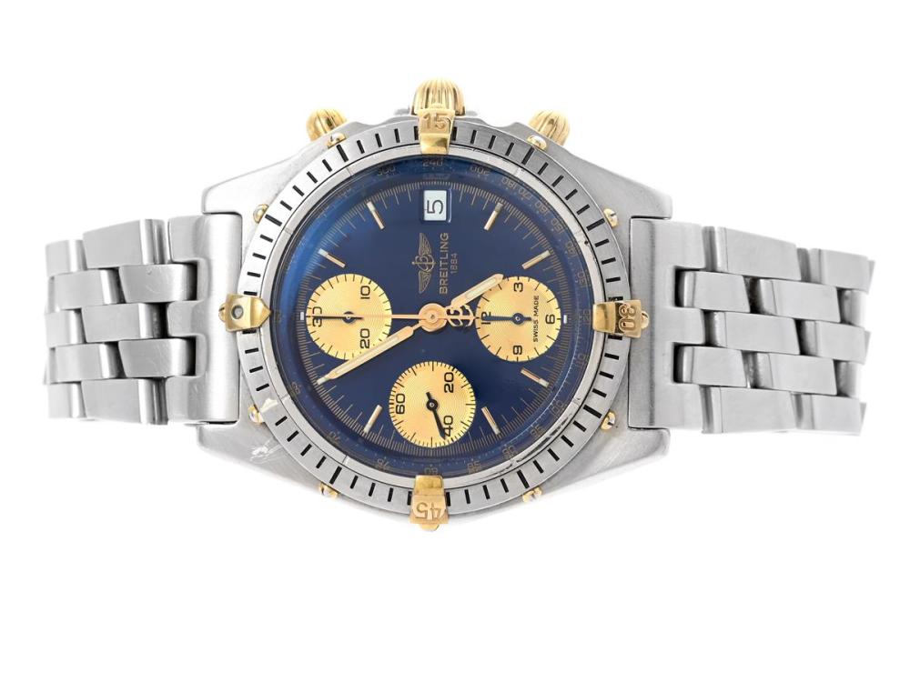 Watches

Breitling

BREITLING, Chronomat, Cal 13 (Valjoux 7750), Serial no. 90340, Ref no. 81950 / B13047, chronograph, men´s wristwatch, 40,5 mm, bicolour, self winding, sapphire crystal, date, damaged dial, Pilot bracelet (steel), folding clasp, certificate, December 1990, box (damaged, not complete).