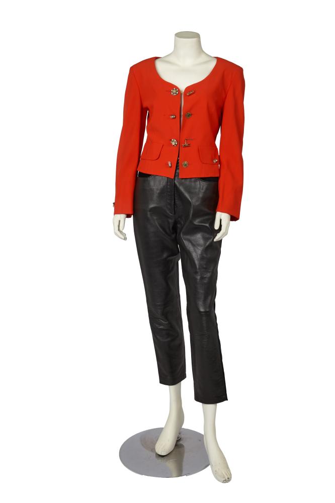 A Franco Moschino wool and leather ensemble, 1990s

A Franco Moschino wool and leather ensemble, 1990s

labelled, comprising: a scoop neck jacket with novelty toggle fastenings in the form of miniature lightbulbs, coins, clothespins, faux tiger’s eye jewels, bust 91cm 36in; and a pair of black leather trousers with black velvet panels to sides and waist, waist 76cm 30in (2)

Share this lot: