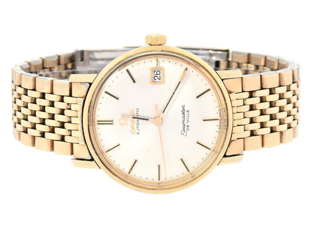 Watches

Omega

OMEGA, Seamaster, De Ville (T Swiss Made T), Cal 565, Serial no. 24276385, Ref no. CD 166.020, Case no. 166.020 (C.B), men´s wristwatch, 34 mm, gold on steel, self winding, plastic crystal, date, damaged hand, original bracelet, folding clasp, Ref no. 1037-2.71/570, approx. 1966, box.