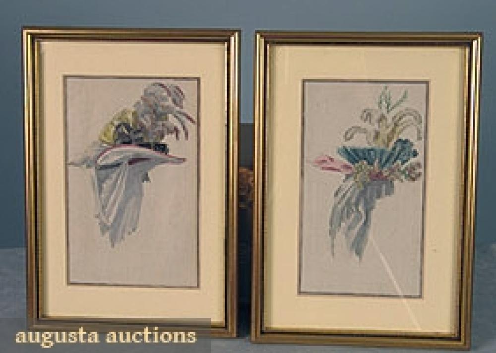 PAIR FRAMED HAT FASHION PRINTS, LATE 18th C

2 original hand-colored prints, probably French, each a whimsical hat of the period, matted & in identical gold frames, print 4.25" x 7.5" & frame 7.5" x 10.5", excellent.		
Bid Online
Price Realized: $57.50Category:EphemeraEra:18th C
11.7631.947.559