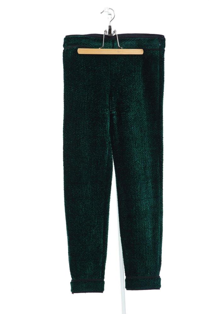 CHANEL

Pantalon Knickers en velours chenille vert sapin et noir sur élasthanne