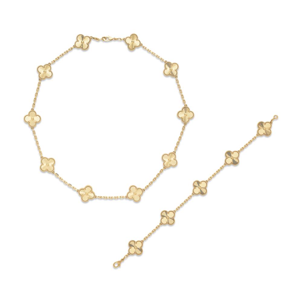 VAN CLEEF & ARPELS ENSEMBLE ’VINTAGE ALHAMBRA’ COLLIER ET BRACELET