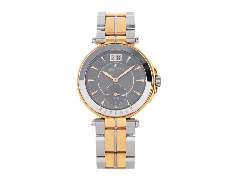 Watches

Michel Herbelin

MICHEL HERBELIN, Newport Yacht Club (100 M), Case no. 18266, ladies´ wristwatch, 33,5 mm, bicolour, quartz, sapphire crystal, small seconds hand, big date, original bracelet, folding clasp, approx. 2013, box, paper box.