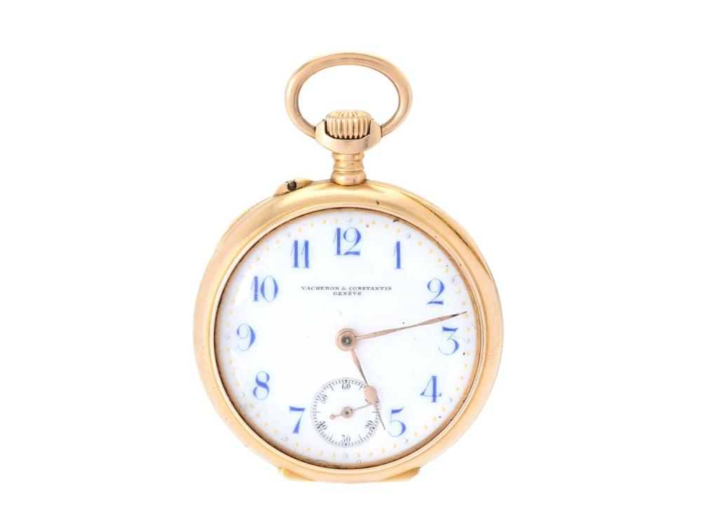 Watches

Vacheron Constantin

VACHERON & CONSTANTIN, Genève, ladies´ pocket watch, 29,5 mm, Serial no. 356247, Case no. 220102, 14K gold, lever escapement, monogram, cuvett in 14K gold, approx. 1915.