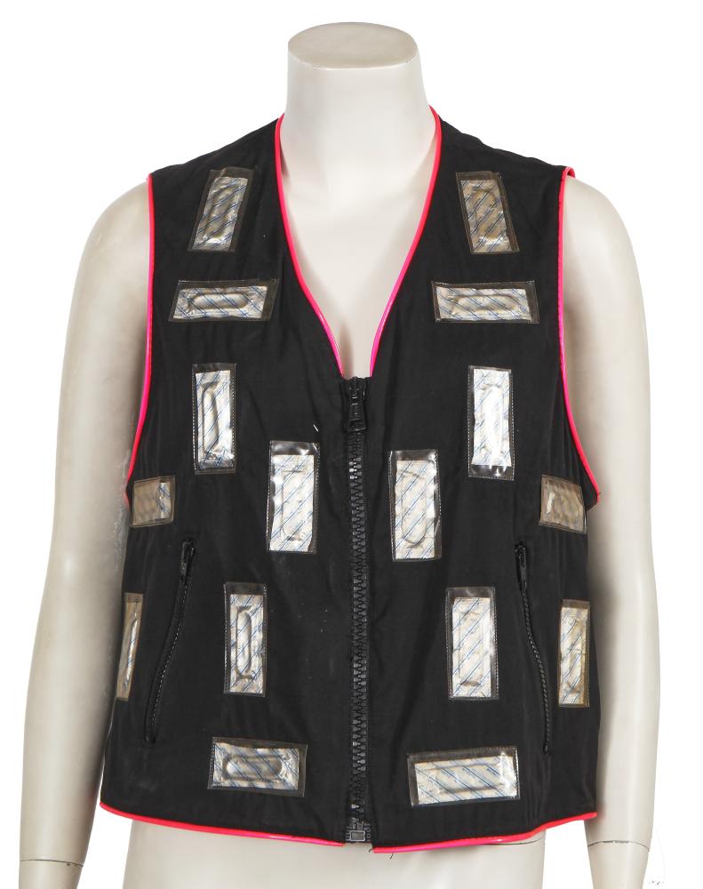 A Moschino black cotton ’Life Vest’, 1990s

A Moschino black cotton ’Life Vest’, 1990s

Cheap and Chic label, with ’Life Vest’ vinyl applied to back, clear vinyl pockets to front filled with condoms, chest approx 102cm 40in

Share this lot:
