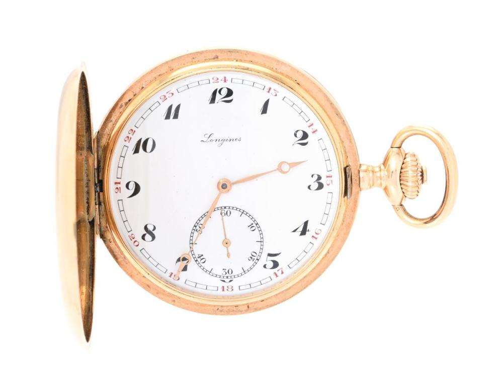 Watches

Longines

LONGINES, pocket watch, 50,5 mm, hunter, Cal 19.74N Serial no. 4931517, Case no. 4931517, 14K gold, lever escapement, damaged dial, needs overhaul, engraving, dents, approx. 1928, case (G. Moström, Ur- & Optisk affär, Stockholm).