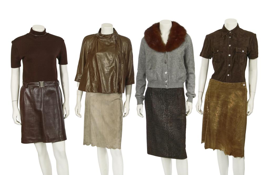 A group of designer separates, early 2000s

A group of designer separates, early 2000s

labelled, including: a Celine brown croc-embossed leather pencil skirt, waist 76cm 30in; a Marni brown wool and leather dress with brown wool short-sleeved jersey bodice, the brown leather skirt with integral belt, bust 86cm 34in; a Celine black wool double-breasted peacoat, size 42, bust 102cm 40in; a Dolce & Gabbana grey cashmere cardigan with brown fox fur shawl collar, bust 86cm 34in; and others (10)

Share this lot: