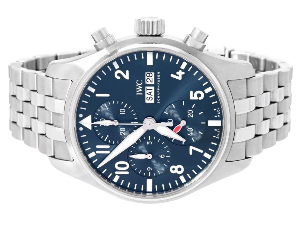 Watches

IWC

IWC, Pilot´s Watch Chronograph, Cal 69385, Movement no, 4915123, Serial no. 7252853, Ref no. IW388101, chronograph, men´s wristwatch, 41 mm, steel, self winding, sapphire crystal, day, date, display caseback, original bracelet, folding clasp, certificate, August 2021, box, paper box.