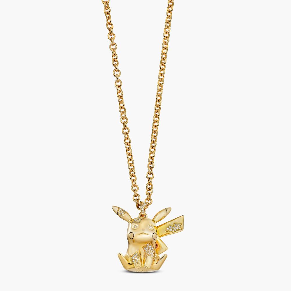 Tiffany&Co. x Arsham Studio x Pokémon

Designed as a crystallised Pikachu, decorated with brilliant-cut diamonds, suspended from a neckchain with a Poké Ball charm, mounted in 18 karat yellow gold, length approximately 550 and 610mm, signed Pokémon Arsham Studio Tiffany & Co., accompanied by a Poké Ball designed case stamped Tiffany & Co.