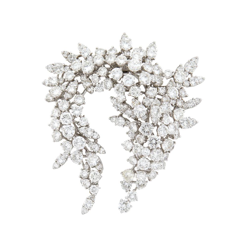 From the Estate of a Life-Long Upper East Side WomanRound diamonds ap. 14.00 cts., ap. 20.5 dwts.

Diamonds: G-H-I-VS.2 1/8 x 2 inches.                            
Any condition statement is given as a courtesy to a client, is an opinion and should not be treated as a statement of fact and our Organization shall have no responsibility for any error or omission. Please contact the specialist department to request further information or additional images that may be available.