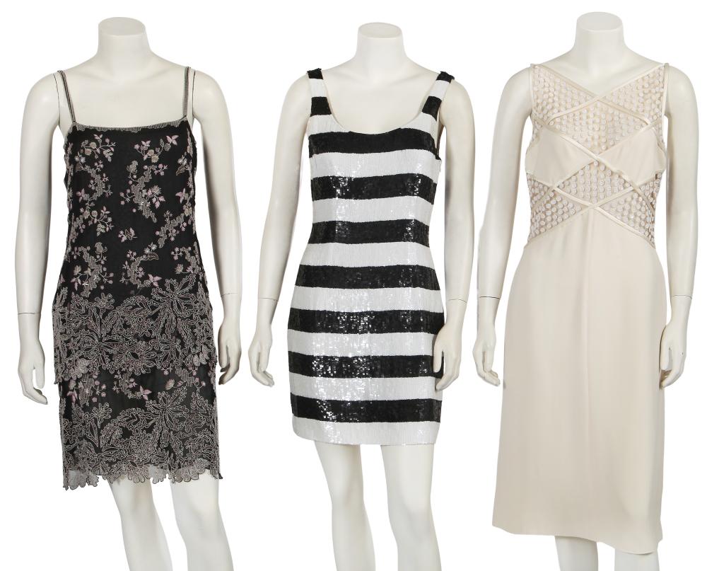 Three Valentino and Ralph Lauren cocktail dresses, late 1990s-early 2000s

Three Valentino and Ralph Lauren cocktail dresses, late 1990s-early 2000s

all labelled, comprising: a Ralph Lauren black and white striped sequined mini dress, circa 2000, with wide straps, scoop neckline, size 8, bust 86cm 34in; a Valentino Garavani white silk cocktail dress, circa 2001, the bodice with crossing satin ribbons, the triangular tulle panels embellished with clusters of sequins and seed beads, bust 91cm 36in; and a Valentino Garavani black silk mini dress, late 1990s, intricately beaded with white sead beads in vermicular floral designs, with two-layered skirt, bust 81cm 32in (3)

Share this lot: