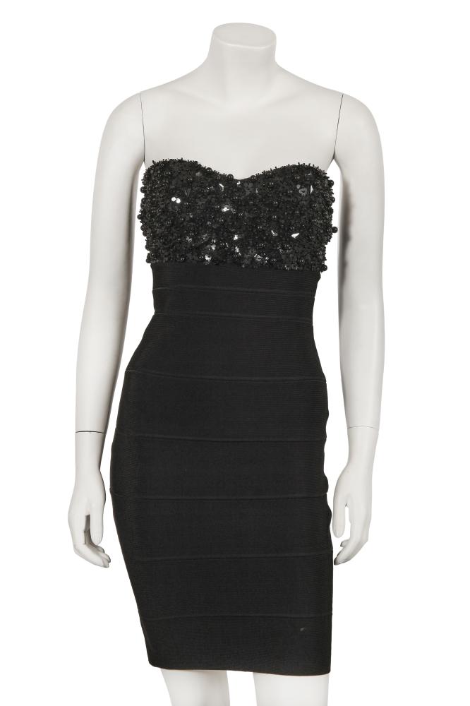 An Hervé Léger embellished black jersey bandage dress, 2000s

An Hervé Léger embellished black jersey bandage dress, 2000s

labelled, size XS, the strapless sweetheart bodice entirely embellished with black flower-shaped paillettes, black ball beads and black seed beads, the bodycon skirt formed of joined ’bandage’ segments, bust approx 81cm 32in

Share this lot:
