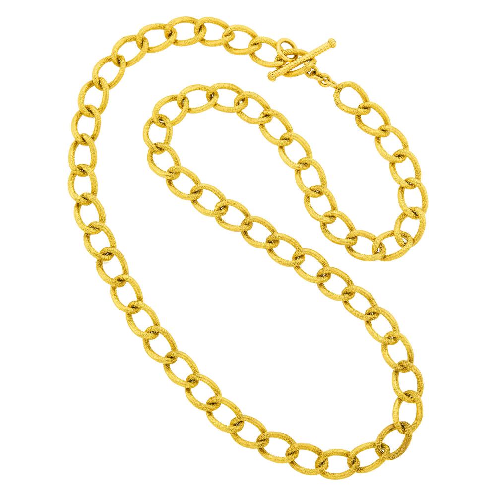 Property from a Prominent Downtown Charleston EstateAp. 261 dwts. Length 37 3/4 inches.

Tests as 18 kt.Link width 5/8 inch.                            
Any condition statement is given as a courtesy to a client, is an opinion and should not be treated as a statement of fact and our Organization shall have no responsibility for any error or omission. Please contact the specialist department to request further information or additional images that may be available.