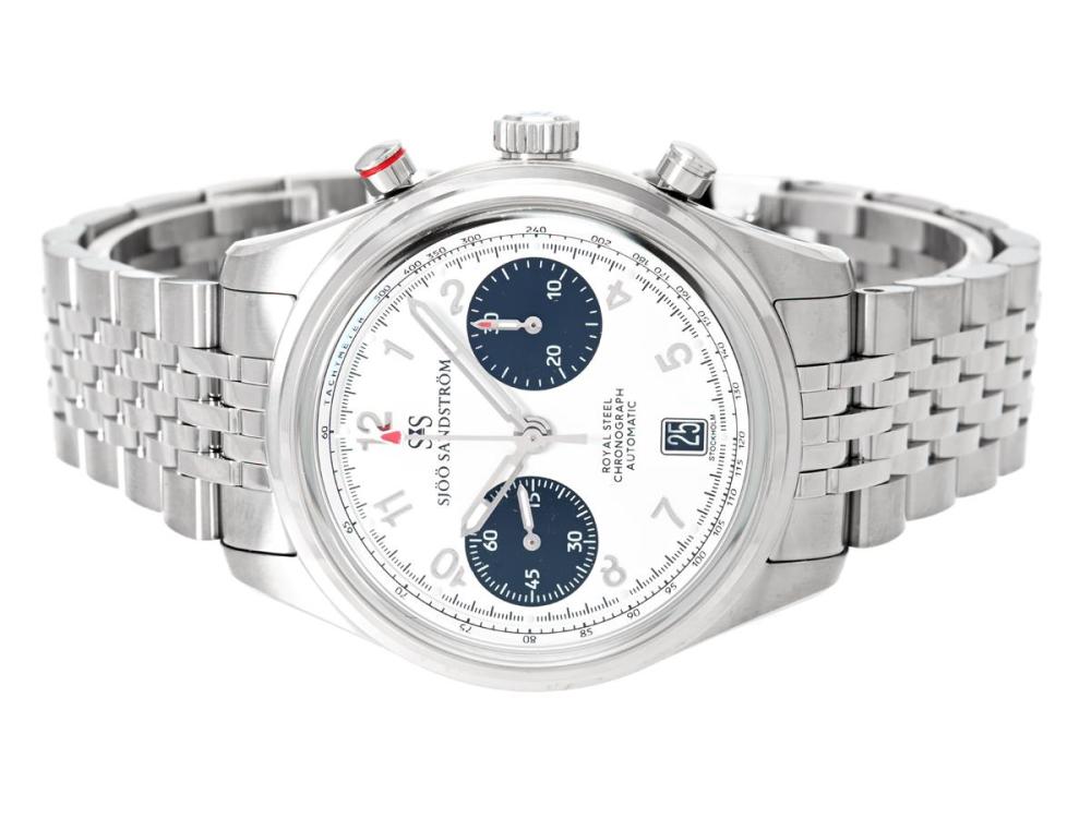 Watches

Sjöö Sandström

SJÖÖ SANDSTRÖM, Royal Steel Chronograph, "Tachymeter", Cal SS G17, Serial no. 93, Ref no. SS-2540-1, chronograph, men´s wristwatch, 40 mm, steel, self winding, sapphire crystal, date, display caseback, original bracelet, folding clasp, certificate, November 2025, box, paper box.