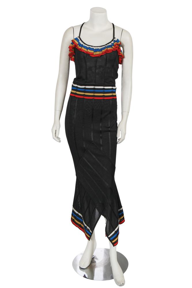 A John Galliano knitted viscose ensemble, ’Africa’ collection, Spring-Summer 2002

A John Galliano knitted viscose ensemble, ’Africa’ collection, Spring-Summer 2002

rubber label, size S, comprising: a camisole top edged in striped rib knit, with criss-cross back straps; the matching skirt with striped waistband and hem, bust approx 81cm 32in (2)

Share this lot: