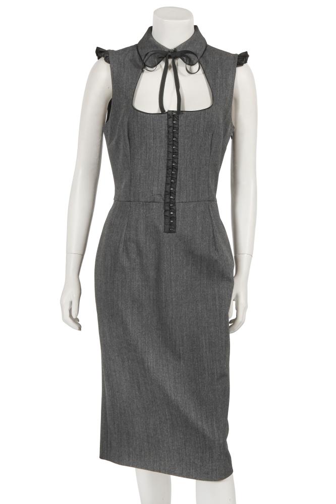 A Dolce & Gabbana grey rayon midi dress, circa 2007

A Dolce & Gabbana grey rayon midi dress, circa 2007

D&G labelled, size 44, with hook and eye front closure, Peter Pan collar with black satin ribbon tie, square keyhole neckline, black satin ruffles to shoulders, bust 91cm 36in

Share this lot:
